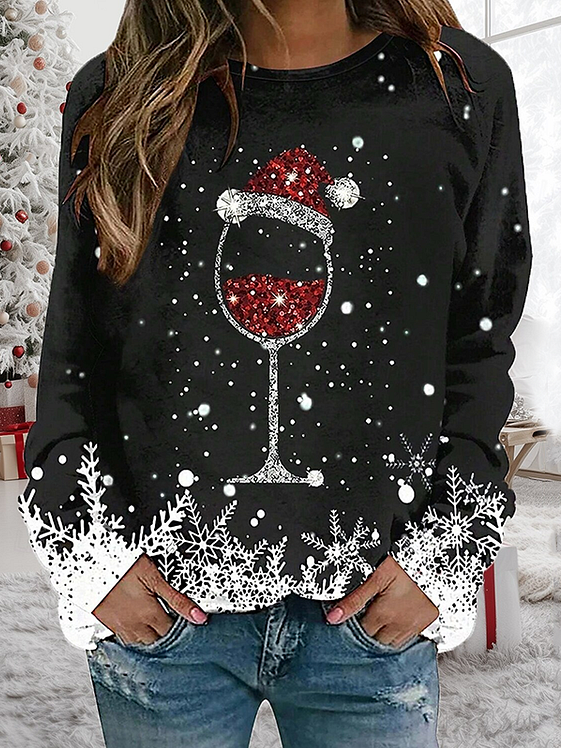 Casual V Neck Christmas Sweatshirt