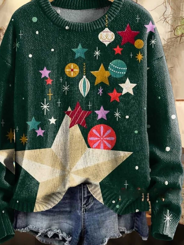 Casual Crew Neck Christmas Sweatshirt