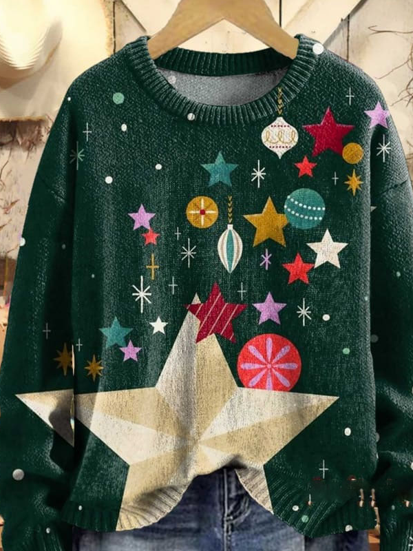 Casual Crew Neck Christmas Sweatshirt