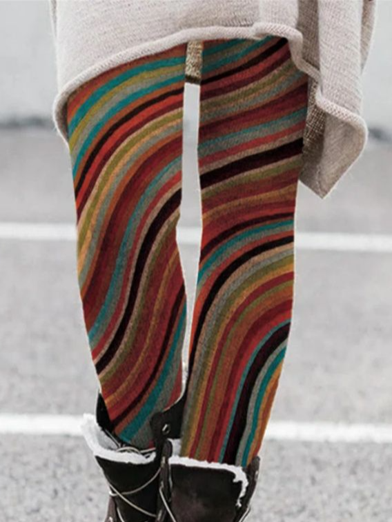 Casual Striped Long Leggings