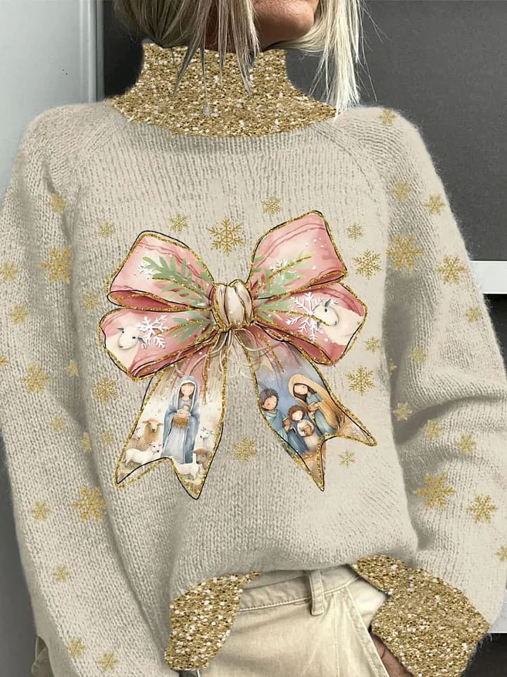 Casual Turtleneck Butterfly Sweatshirt