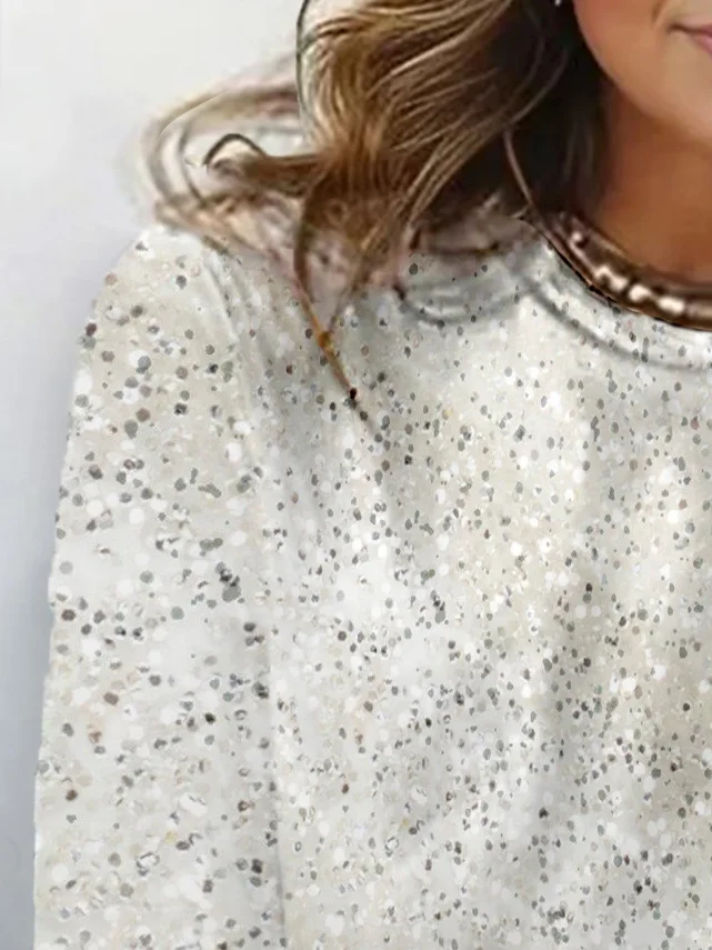 Casual Sequin Pattern Crew Neck Long Sleeve T-shirt