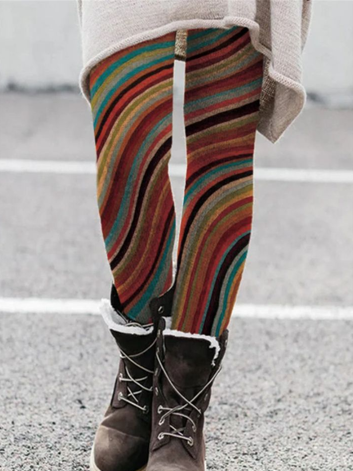 Casual Striped Long Leggings