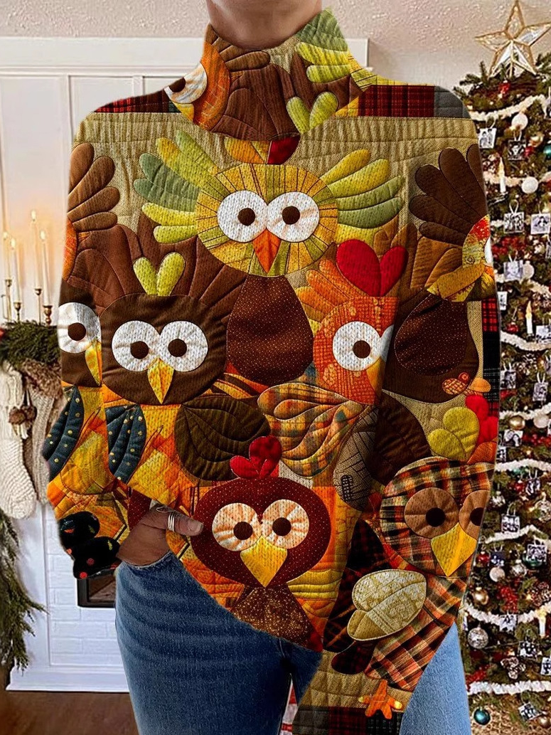 Casual Turtleneck Turkey Sweatshirt