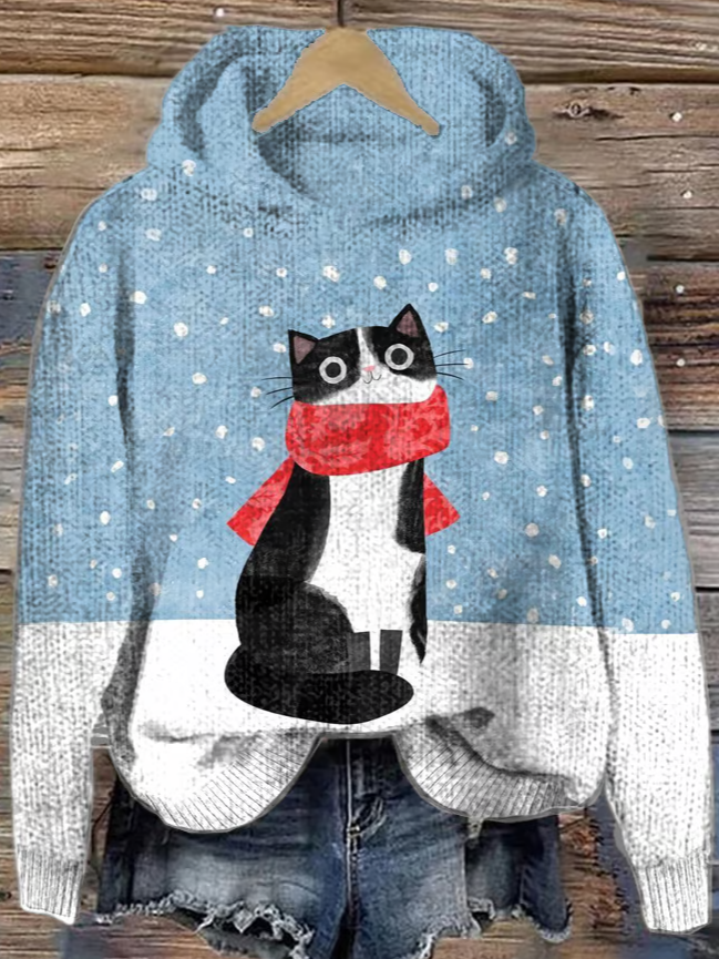 Casual Cute Animal Cat Pattern Hoodie Hoodie