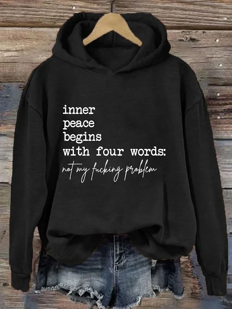 Casual Hoodie Text Letters Hoodie