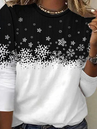 Casual Floral Crew Neck Long Sleeve T-shirt