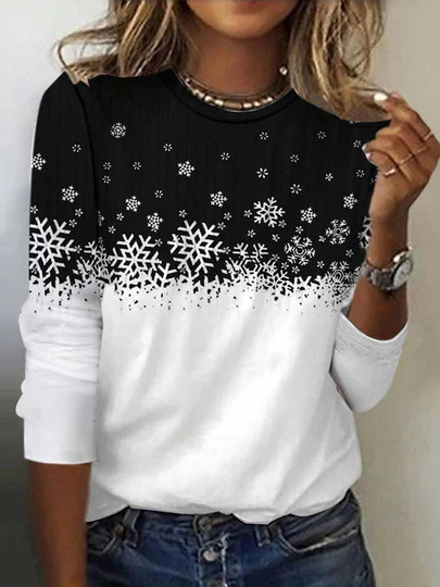 Casual Floral Crew Neck Long Sleeve T-shirt