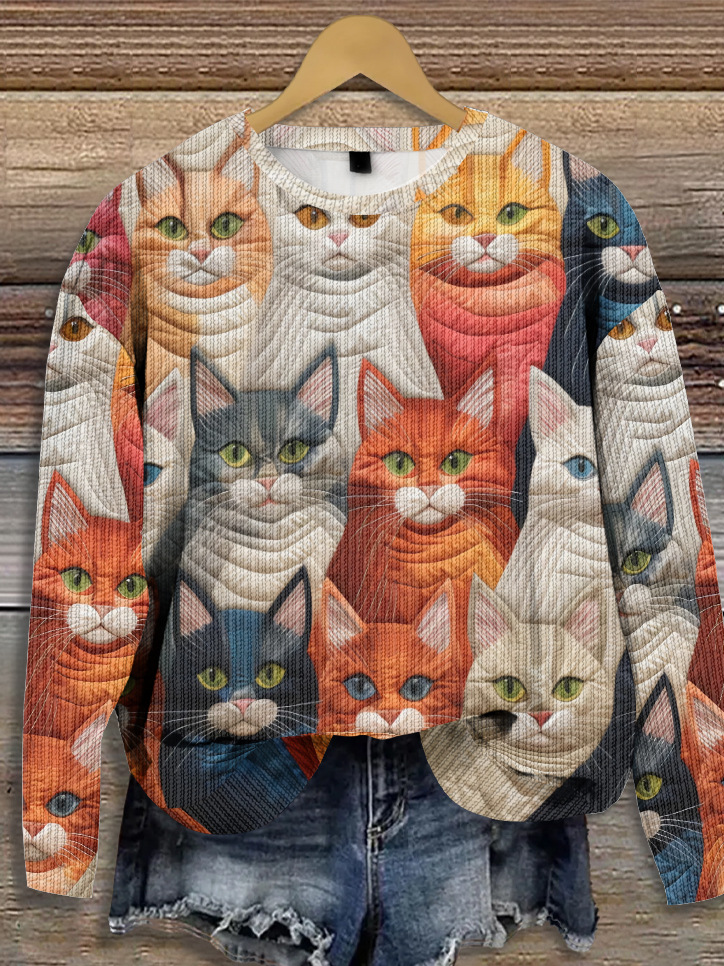 Casual Crew Neck Animal Sweatshirt