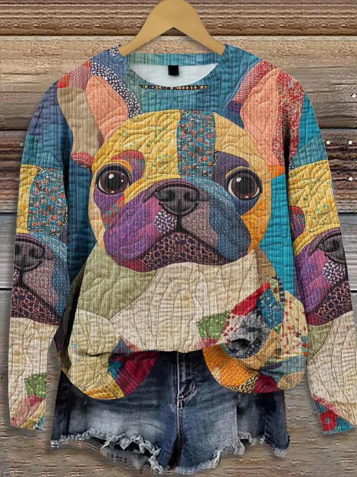 Casual Crew Neck Animal Sweatshirt