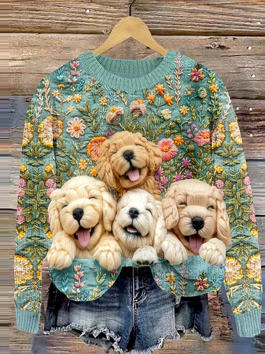 Casual Crew Neck Animal Sweatshirt