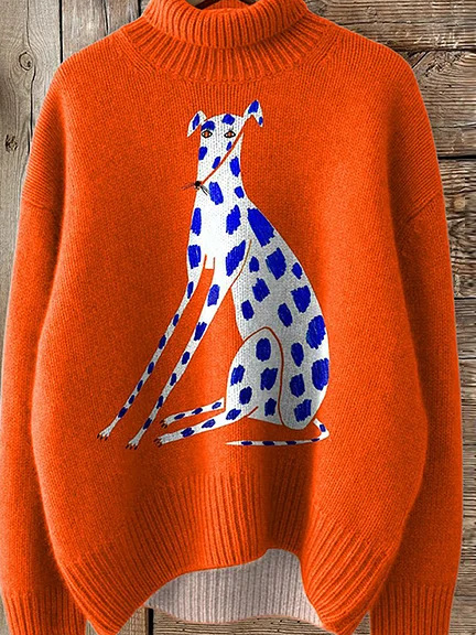 Casual Turtleneck Geometric Sweatshirt