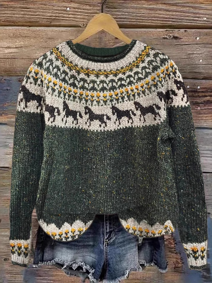 Casual Crew Neck Ethnic Sweatshirt