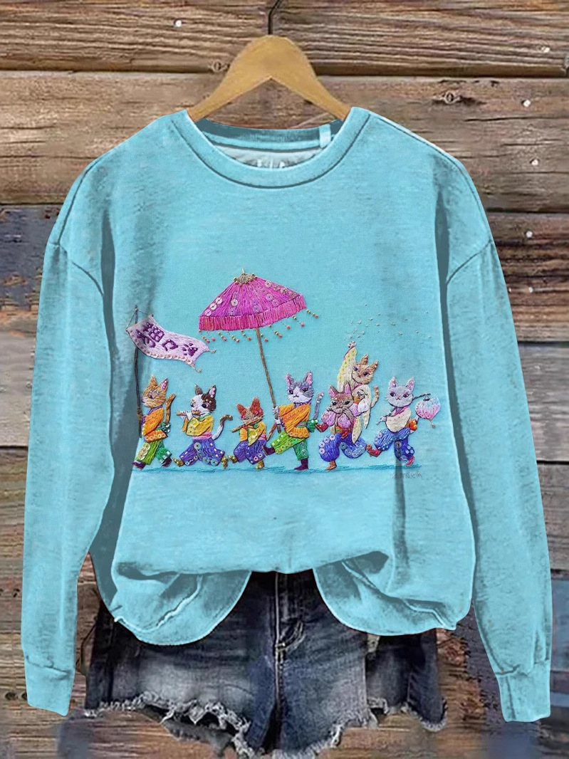 Casual Crew Neck Animal Sweatshirt