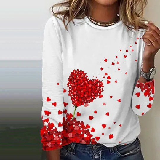 Casual Floral Crew Neck Long Sleeve T-shirt