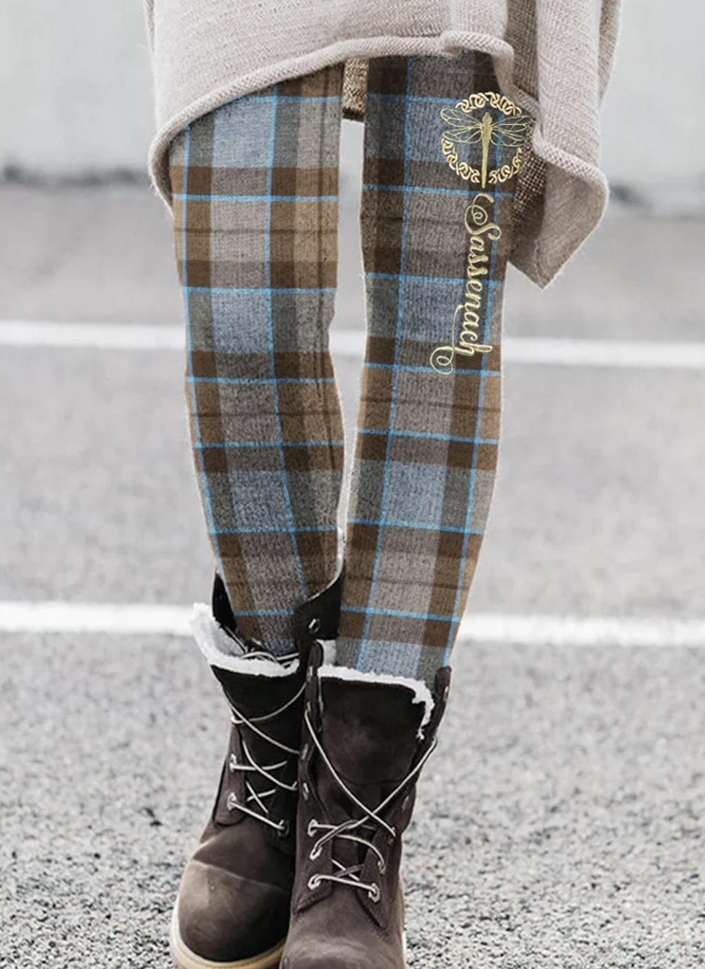 Vintage Plaid Long Leggings