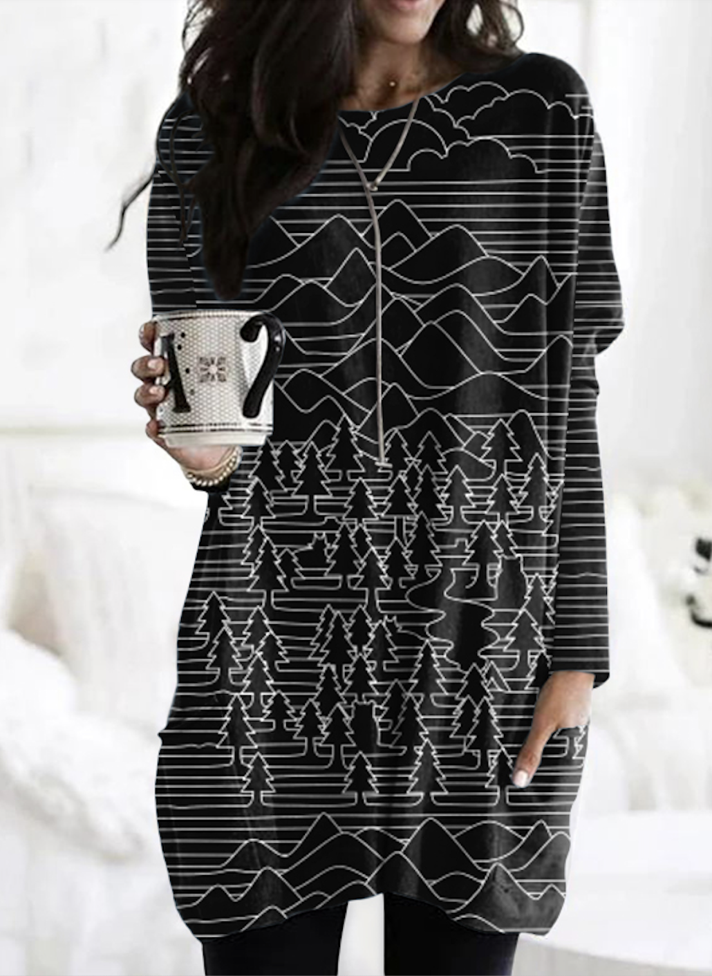 Vintage Geometric Crew Neck Long Sleeve T-shirt