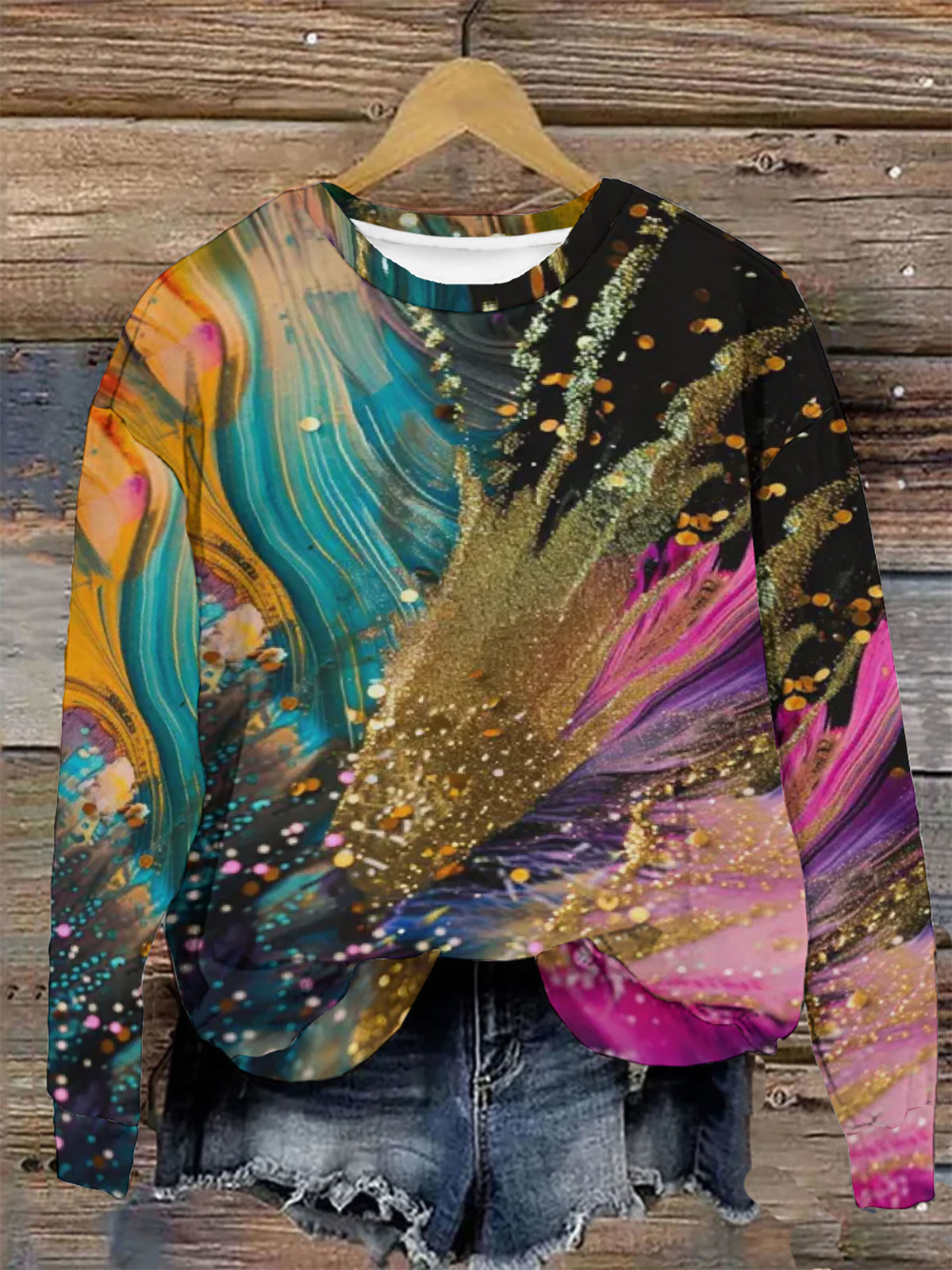 Casual Crew Neck Ombre Sweatshirt