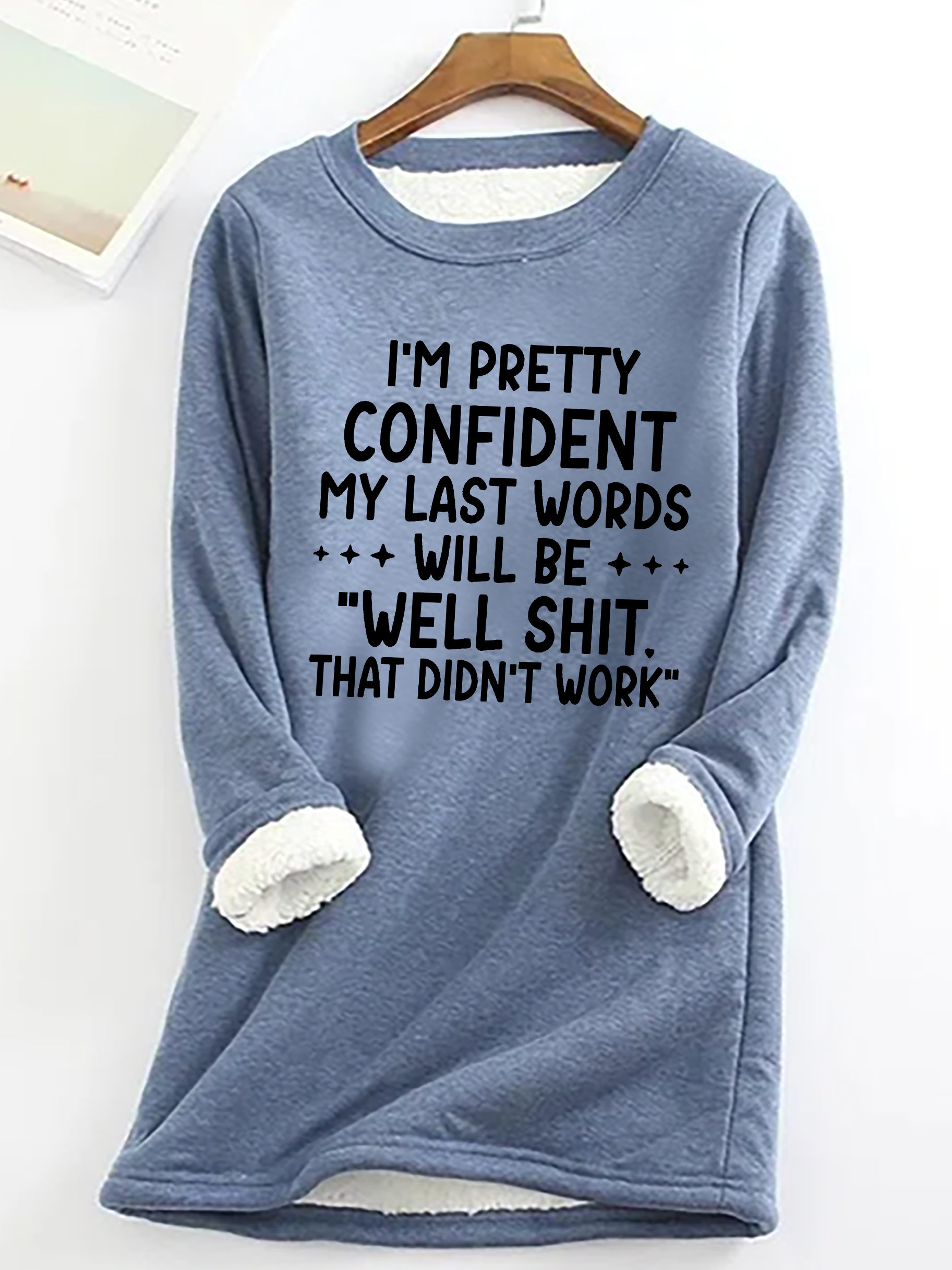 Casual Crew Neck Text Letters Sweatshirt