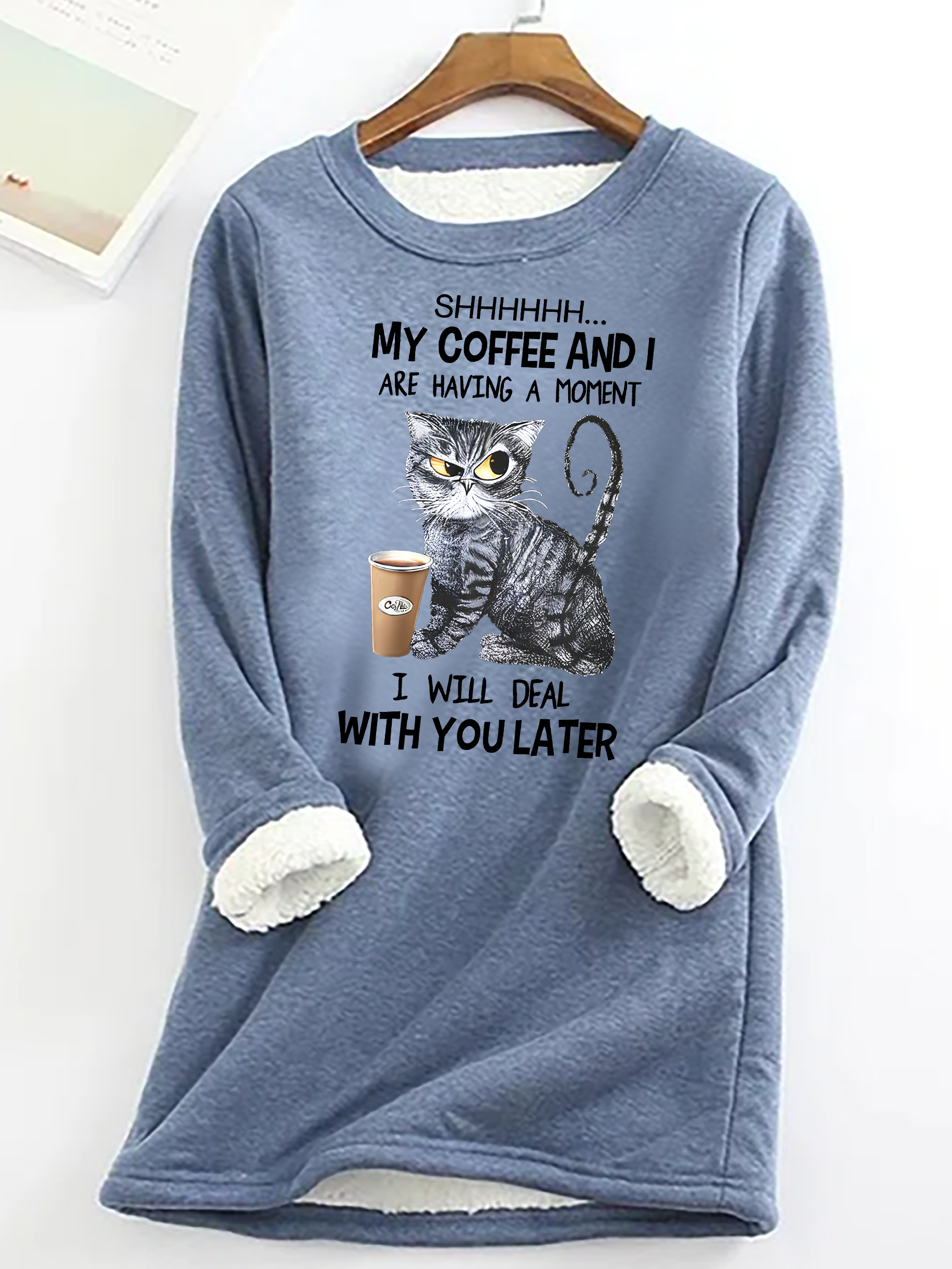 Casual Crew Neck Text Letters Sweatshirt