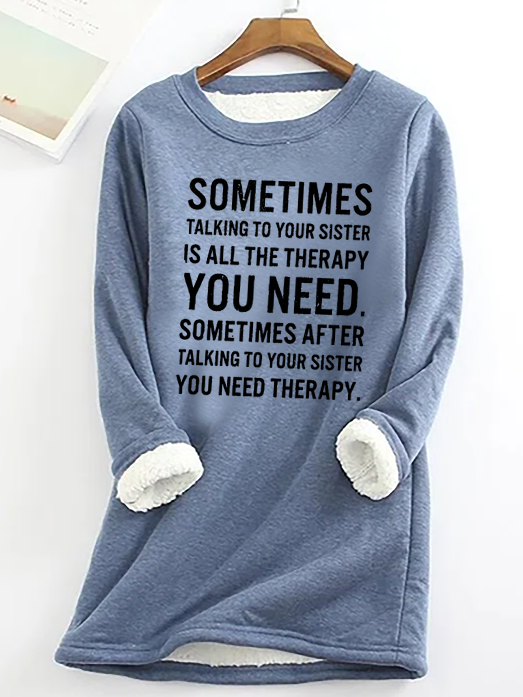 Casual Crew Neck Text Letters Sweatshirt