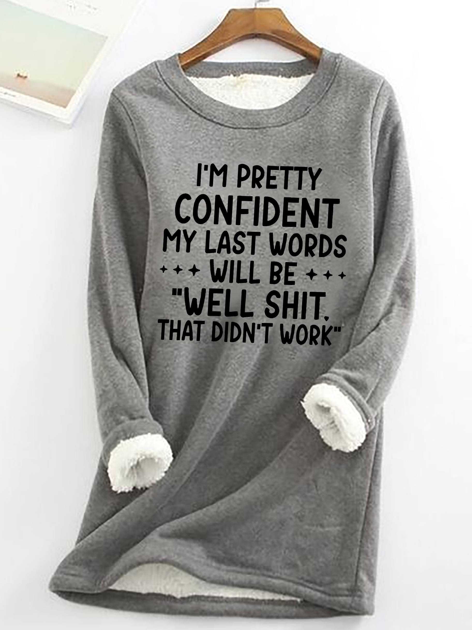 Casual Crew Neck Text Letters Sweatshirt