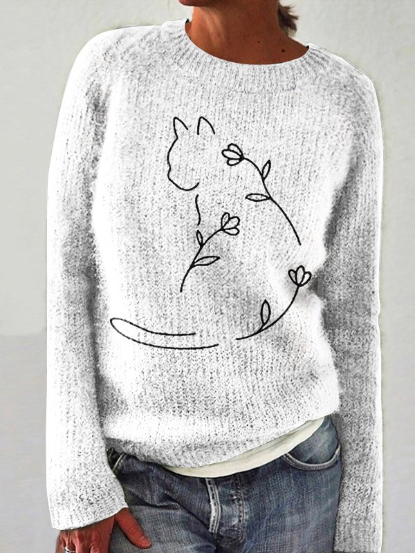 Women Wool/Knitting Animal Long Sleeve Comfy Casual Sweater