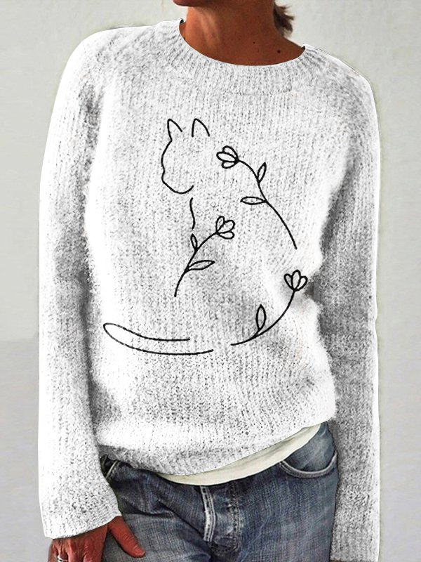 Women Wool/Knitting Animal Long Sleeve Comfy Casual Sweater