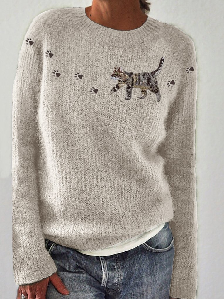 Women Wool/Knitting Animal Long Sleeve Comfy Casual Sweater