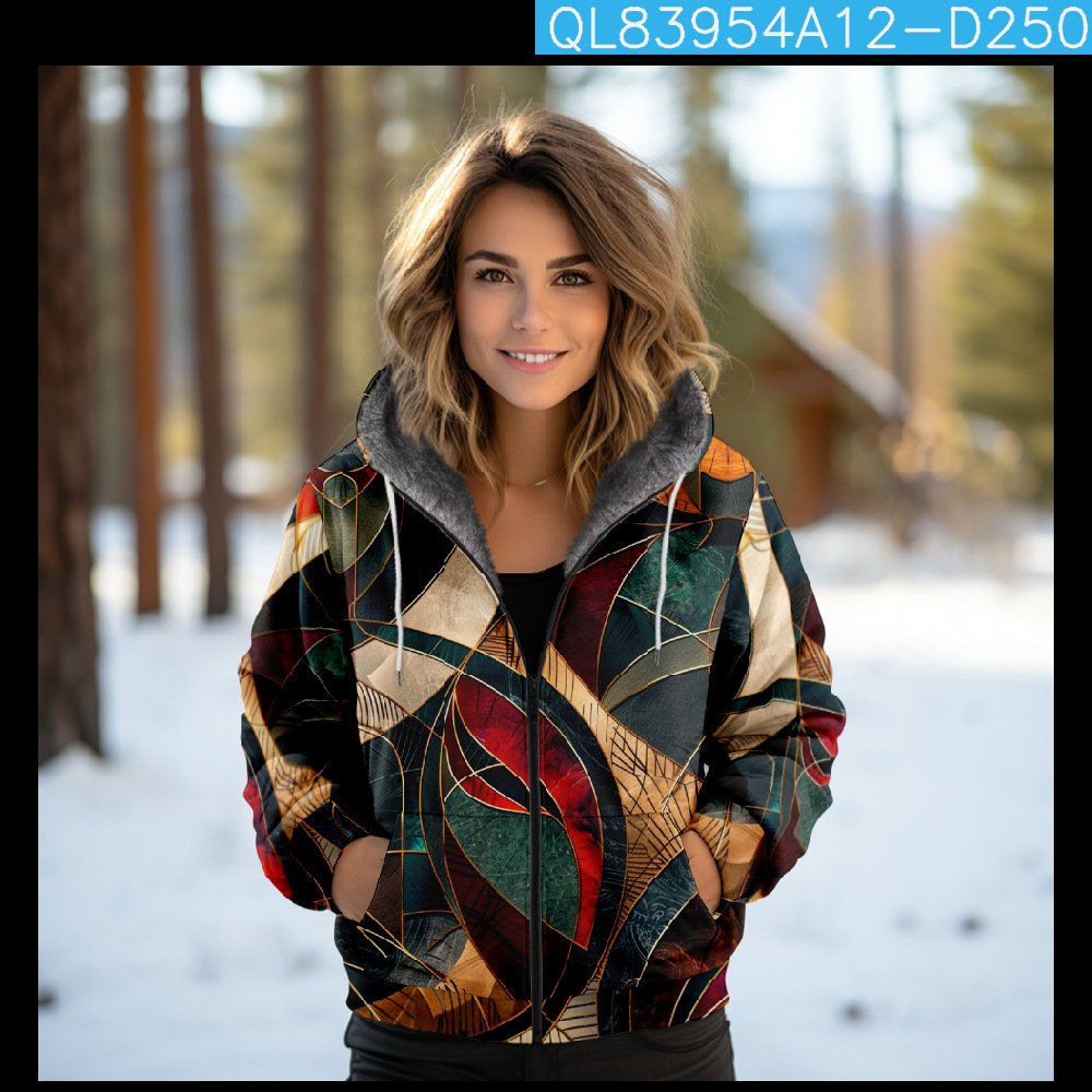 Women's Geometric Thicken Loose Jacket