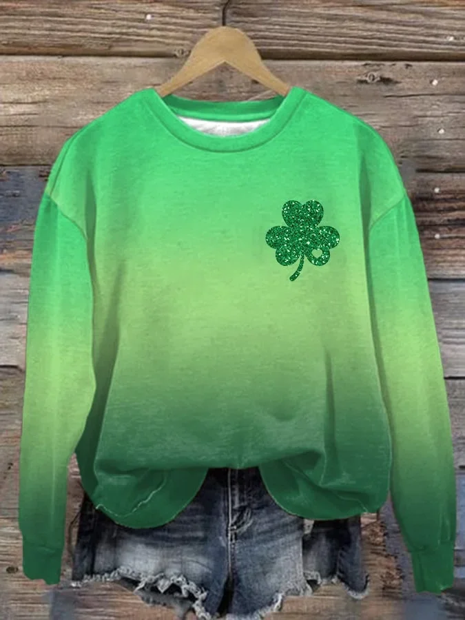 Casual Crew Neck Shamrock Sweatshirt