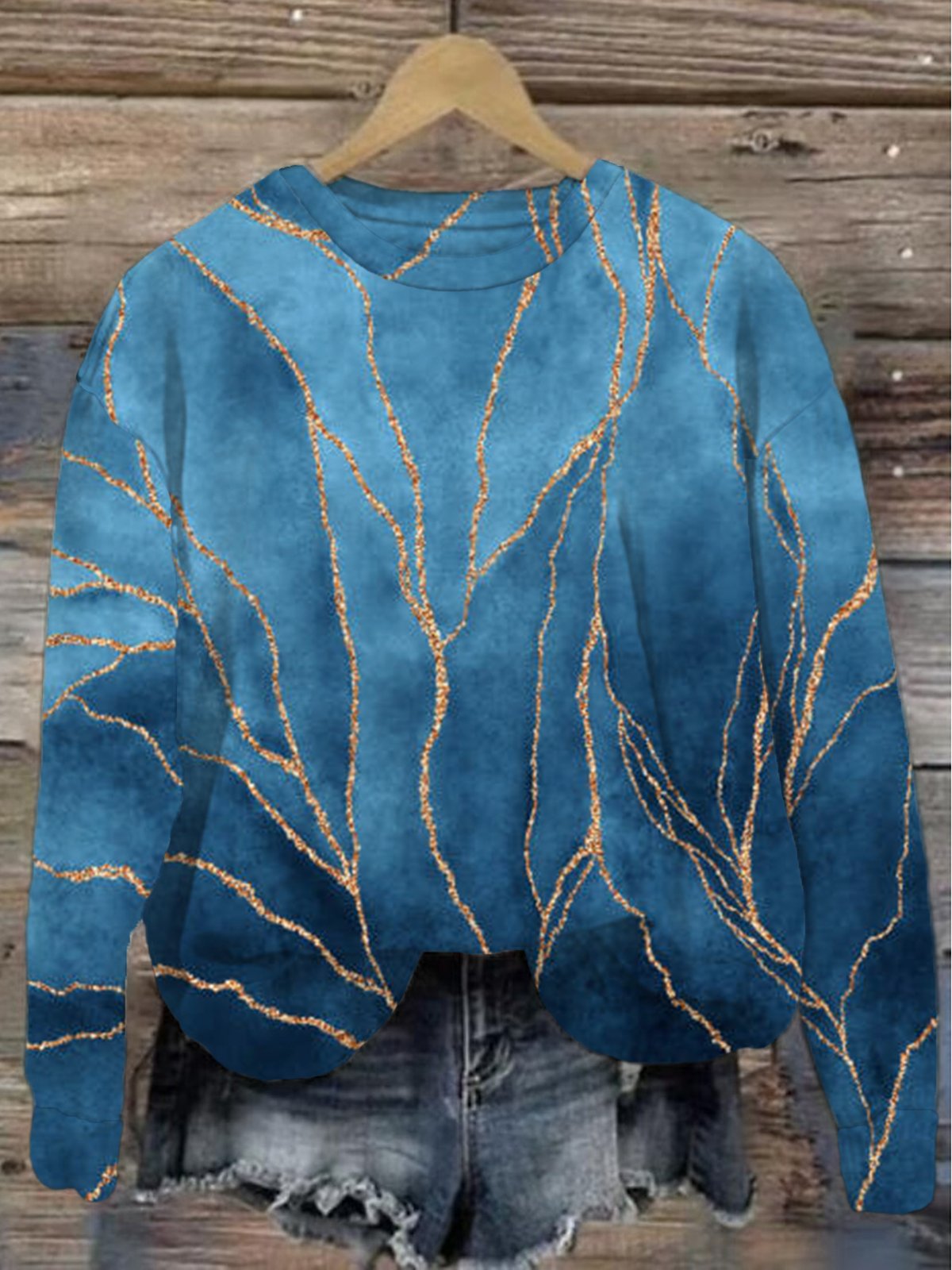 Casual Crew Neck Abstract Sweatshirt