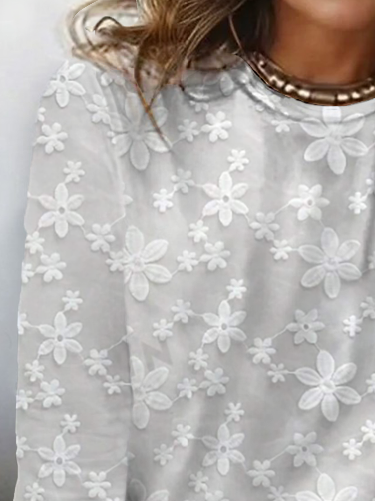 Casual Floral Crew Neck Long Sleeve T-shirt