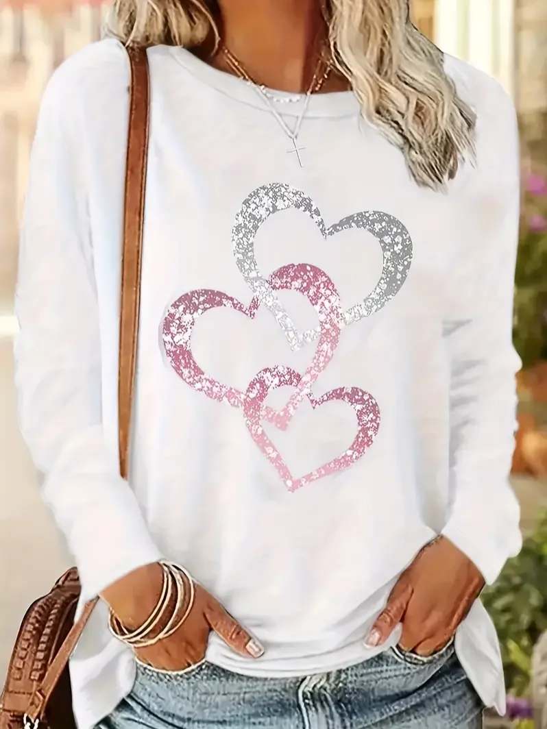 Casual Geometric Crew Neck Long Sleeve T-shirt