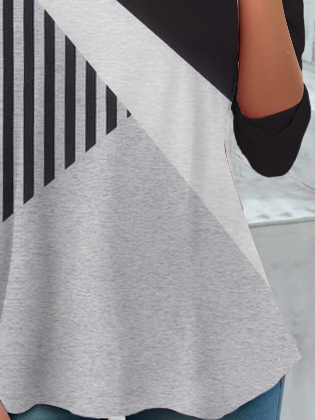 Casual Striped Crew Neck Long Sleeve T-shirt