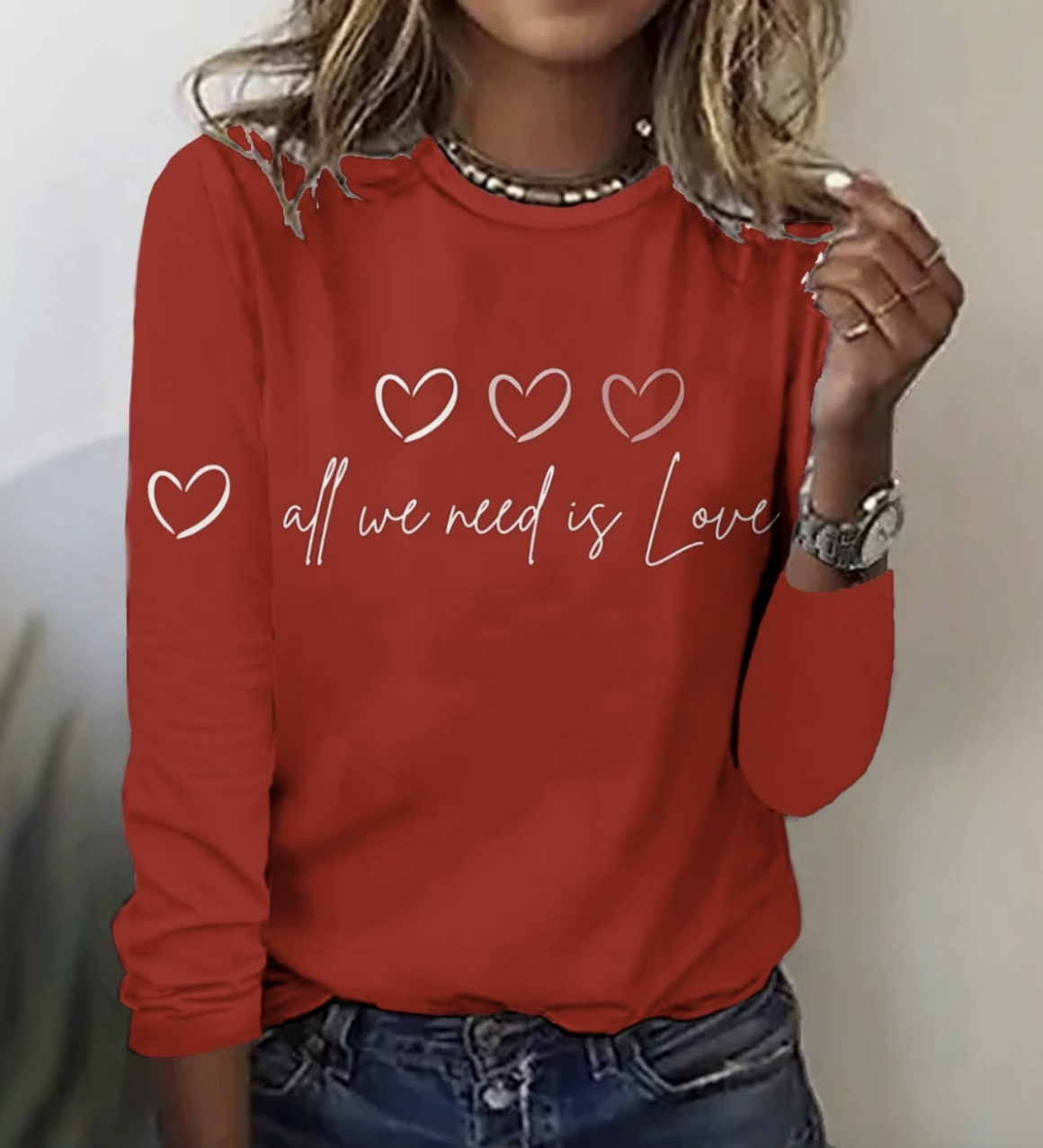 Casual Text Letters Crew Neck Long Sleeve T-shirt