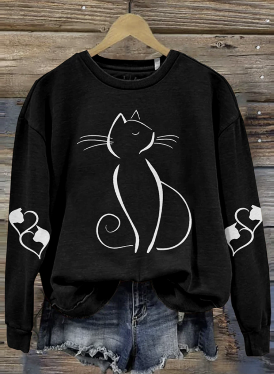 Casual Crew Neck Animal Sweatshirt