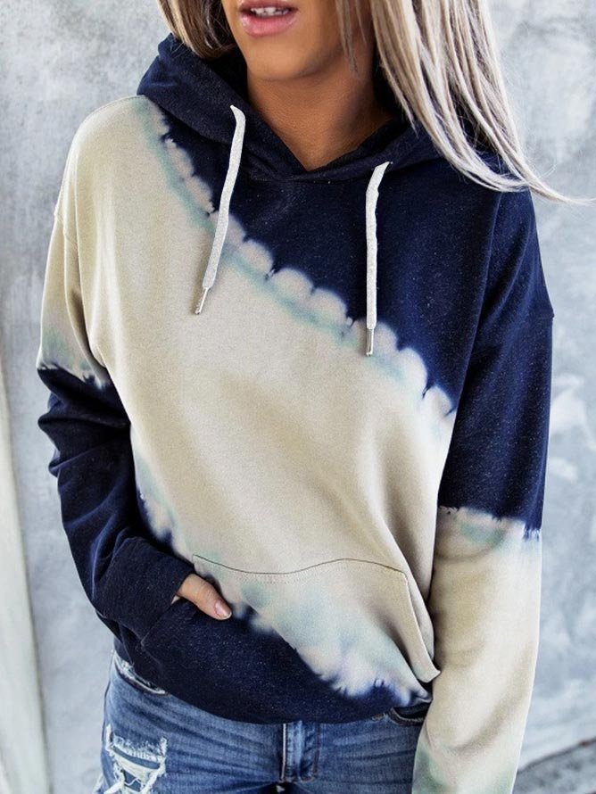 Casual Hoodie Color Block Sweatshirt Zipper