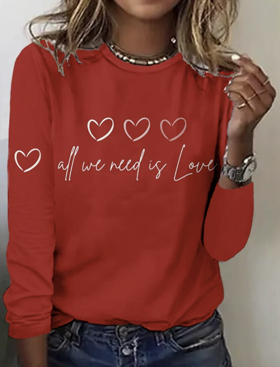 Casual Text Letters Crew Neck Long Sleeve T-shirt