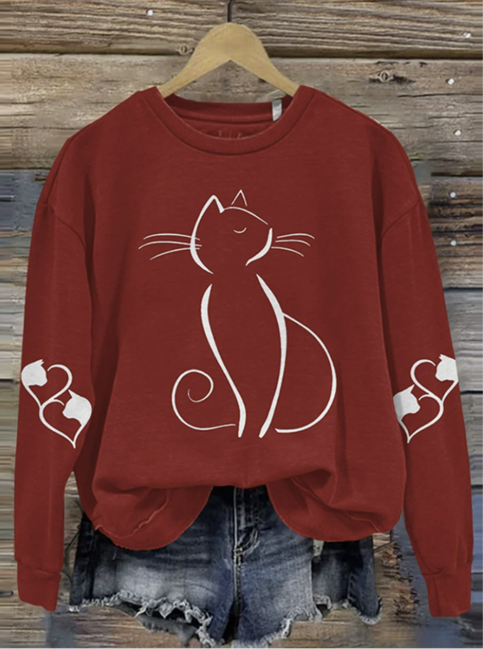 Casual Crew Neck Animal Sweatshirt