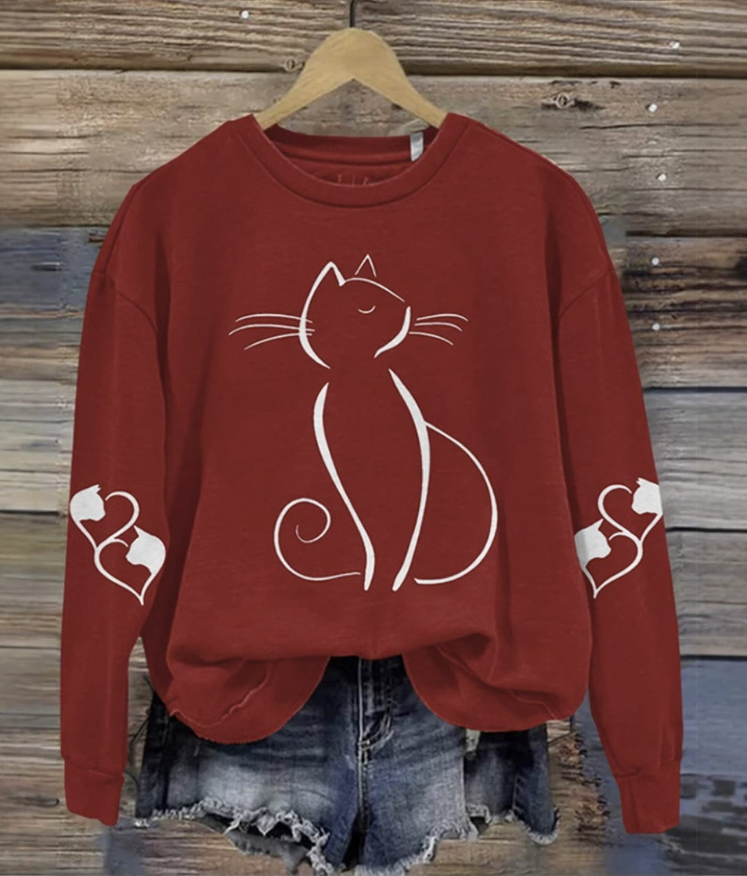 Casual Crew Neck Animal Sweatshirt