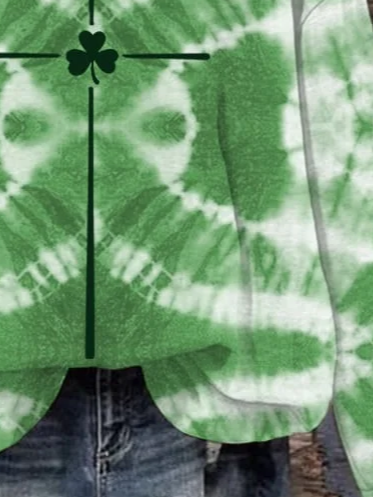 Casual Crew Neck Shamrock Sweatshirt Printing