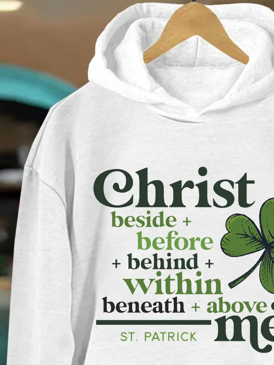 Casual St. Patrick's Day Hoodie Text Letters Hoodie Printing