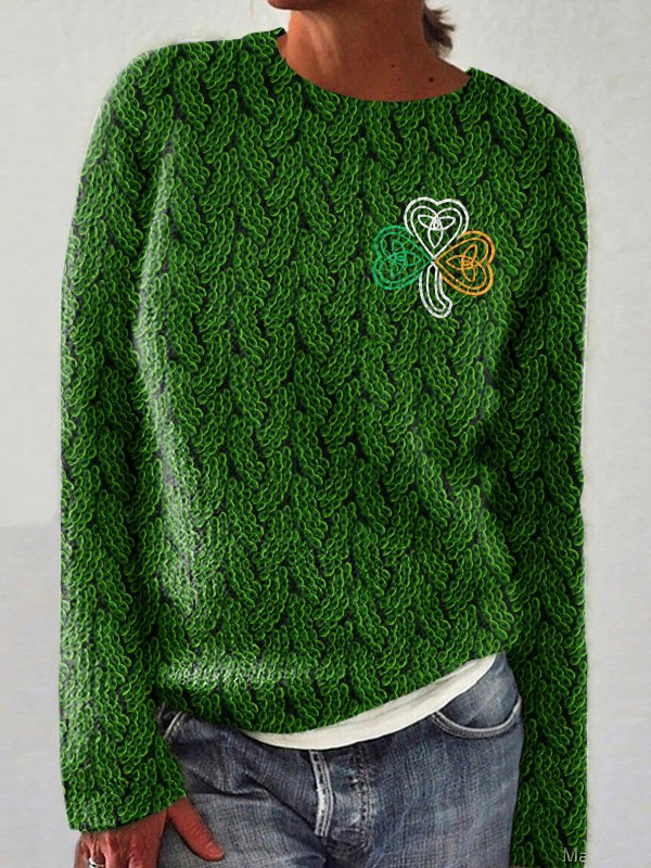 Women St. Patrick's Day Wool/Knitting Animal Long Sleeve Comfy Casual Sweater