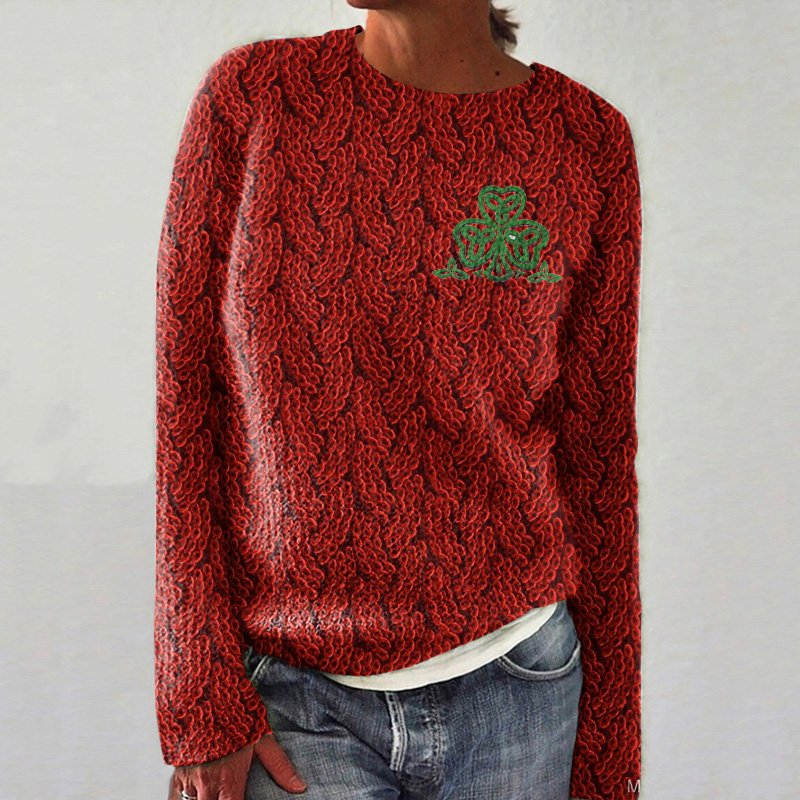 Women St. Patrick's Day Wool/Knitting Animal Long Sleeve Comfy Casual Sweater