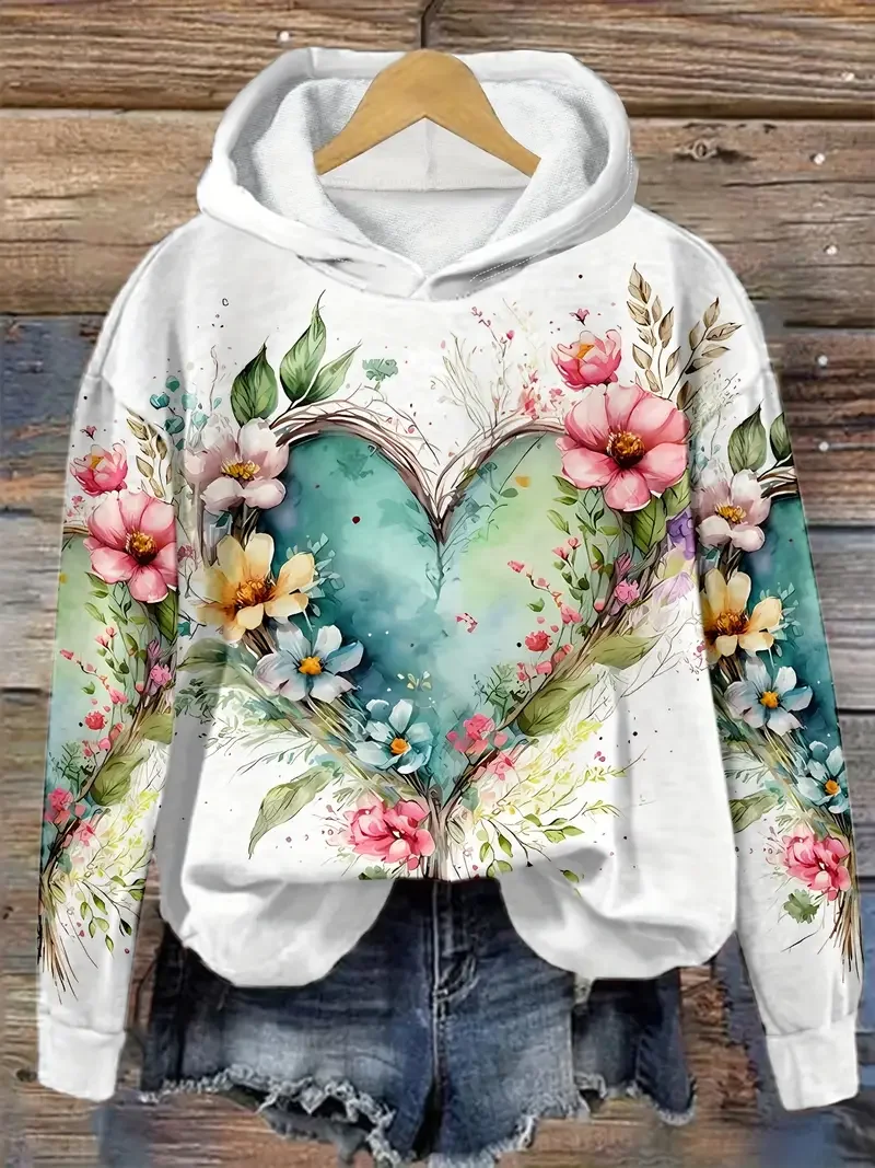 Casual Hoodie Floral Hoodie Printing