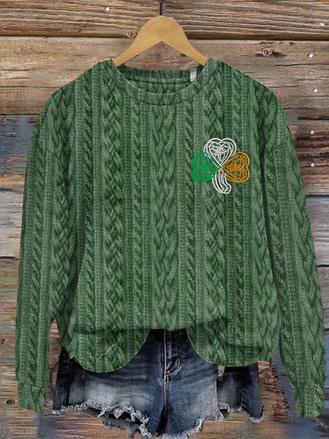 St. Patrick's Day Women Wool/Knitting Animal Long Sleeve Comfy Casual Sweater