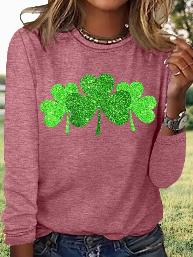 Vintage St. Patrick's Day Shamrock Crew Neck Long Sleeve T-shirt