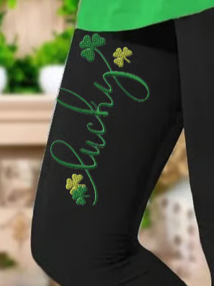 Casual St. Patrick's Day Text Letters Printing Long Leggings