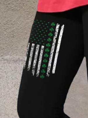 Casual St. Patrick's Day Shamrock Printing Long Leggings